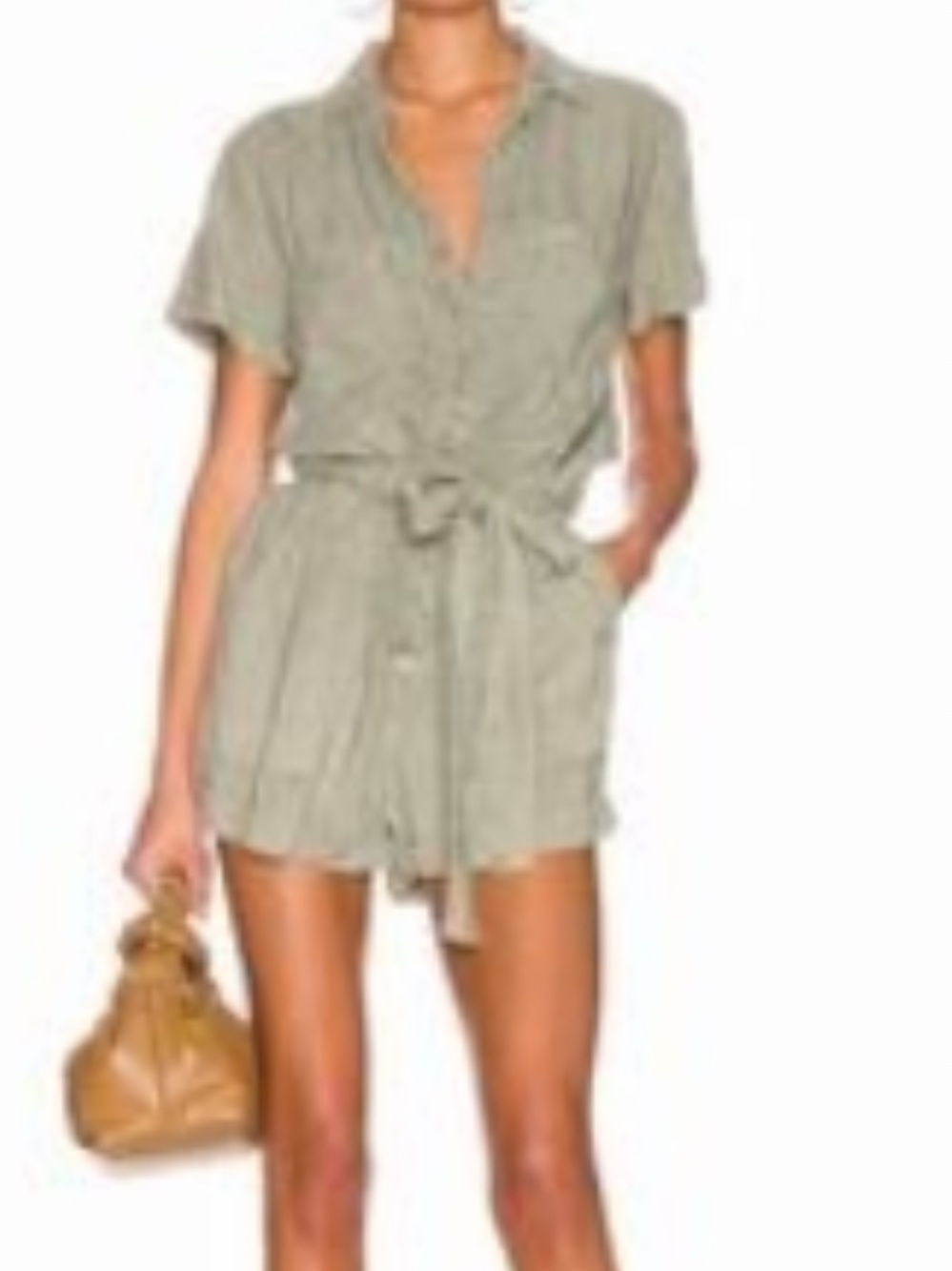 Bella Dahl Olive Green Sleeveless Button Romper